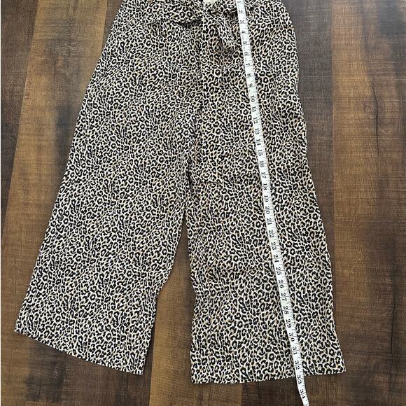 J. Crew Leopard Print Harvey Silk Pull On Wide Leg Cropped Pant Size 6 - Picture 6 of 9